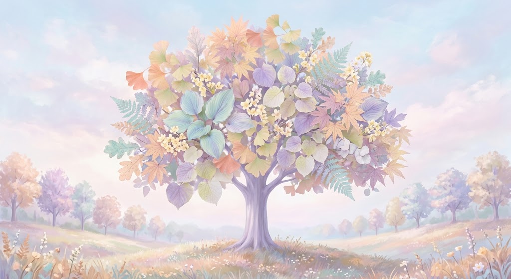 Pastel Bomen & Digitale Rust